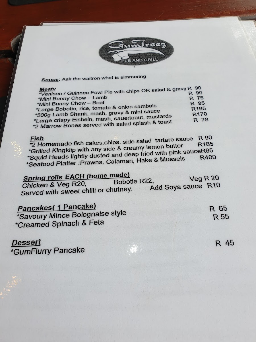 Menu Gumtreez Pub & Grill-10